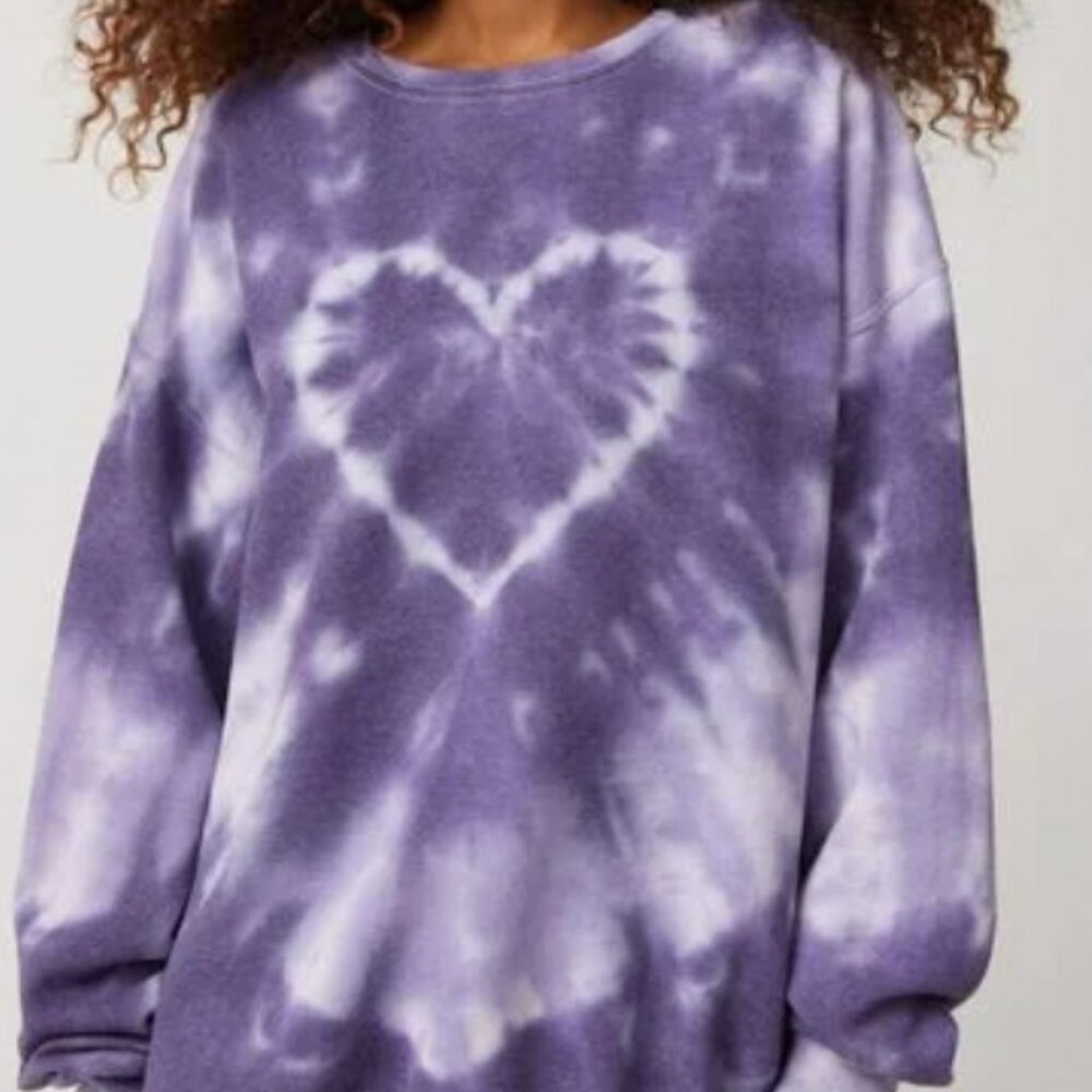 Urban Outfitters Heart Tie-dye Crewneck